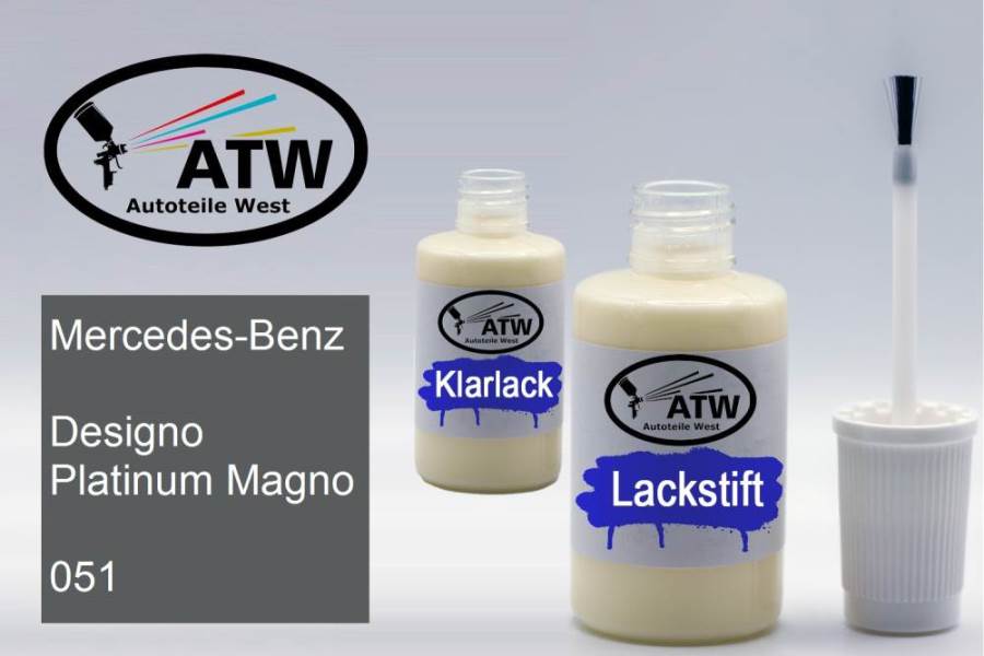 Mercedes-Benz, Designo Platinum Magno, 051: 20ml Lackstift + 20ml Klarlack - Set, von ATW Autoteile West.